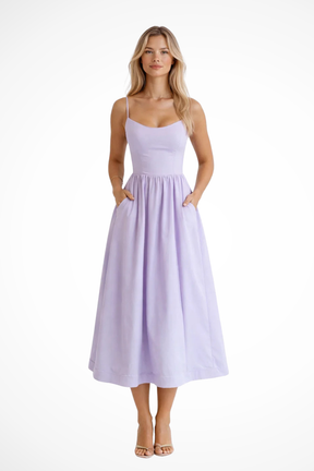 Aurevia | Women Ascot Style A Line Wedding Guest Midi Dress