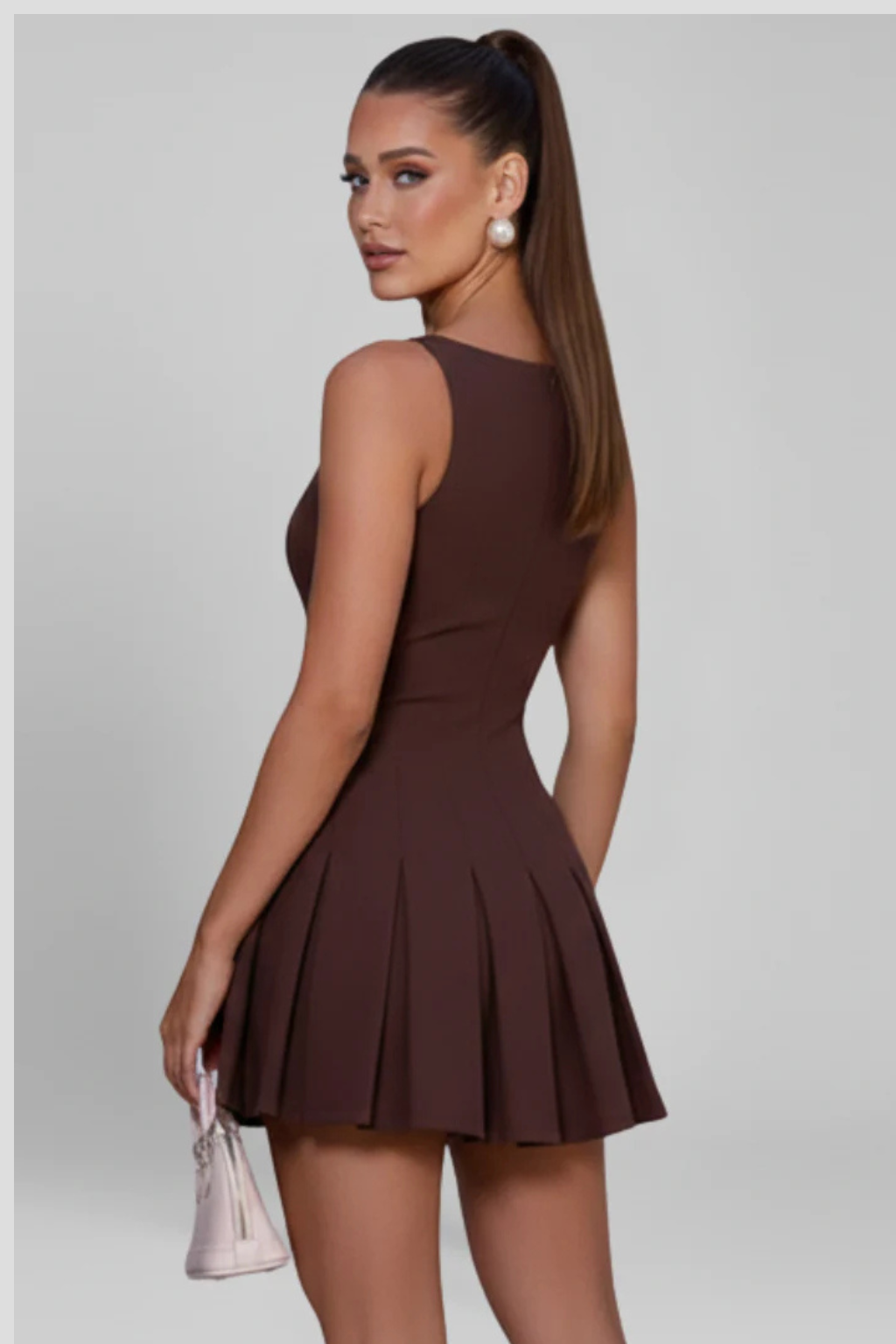 Tabitha | Women Sleeveless Pleated Skirt Mini Wedding Guest Dress