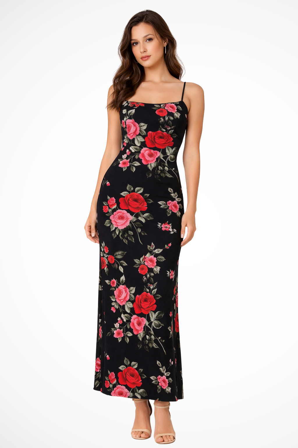 Elara | Women Floral Spaghetti Strap Maxi Summer Wedding Dress