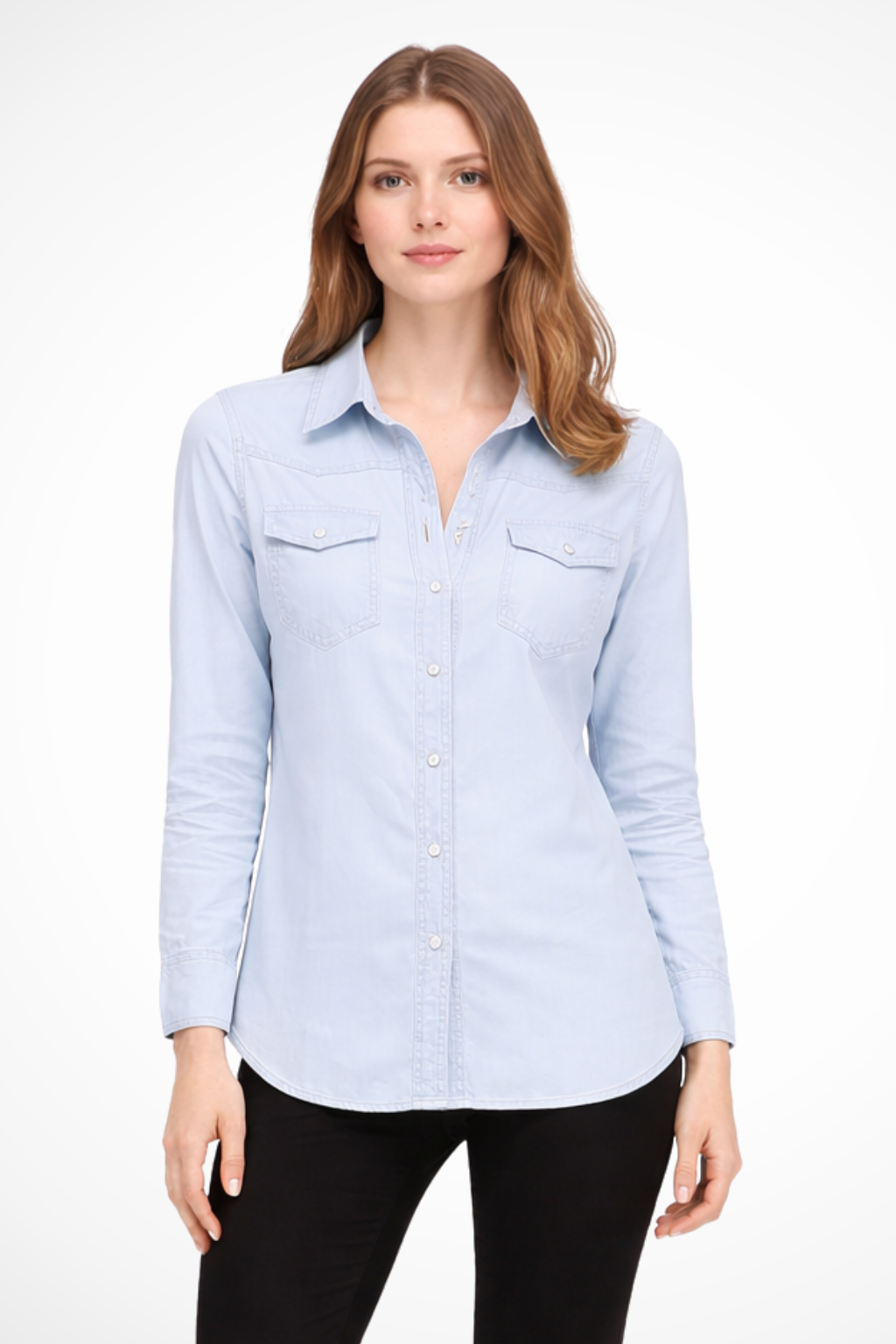 Mila | Women Long Sleeve Button Down Denim Shirt