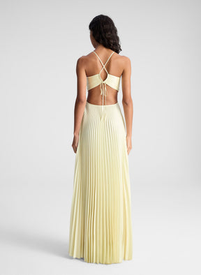 Solara Veil – Pleated Cut-Out Gown