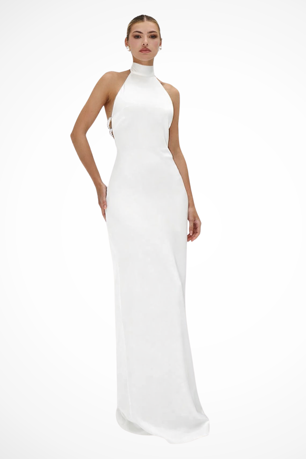 Seraphine | Women High Neck Halter Chain Detail Backless Wedding Guest Maxi Dress