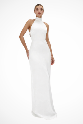 Seraphine | Women High Neck Halter Chain Detail Backless Wedding Guest Maxi Dress