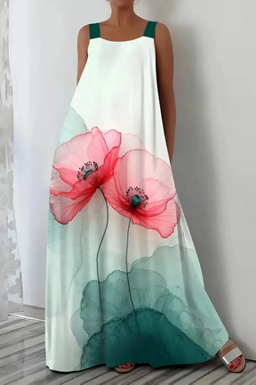 Mabel | Women Floral Print Sleeveless Summer Maxi Dress