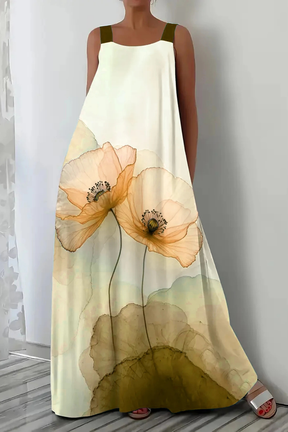 Mabel | Women Floral Print Sleeveless Summer Maxi Dress
