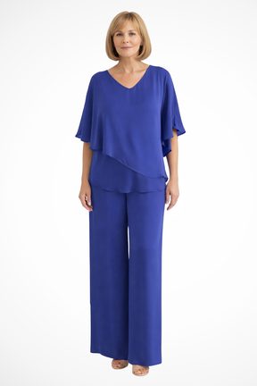 Serena | Women V Neck Batwing Sleeve Top and Wide Leg Trousers Two Piece Set
