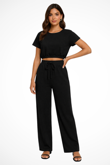 Emberly | Women Relaxed Fit Wide Leg Top and Trousers Set