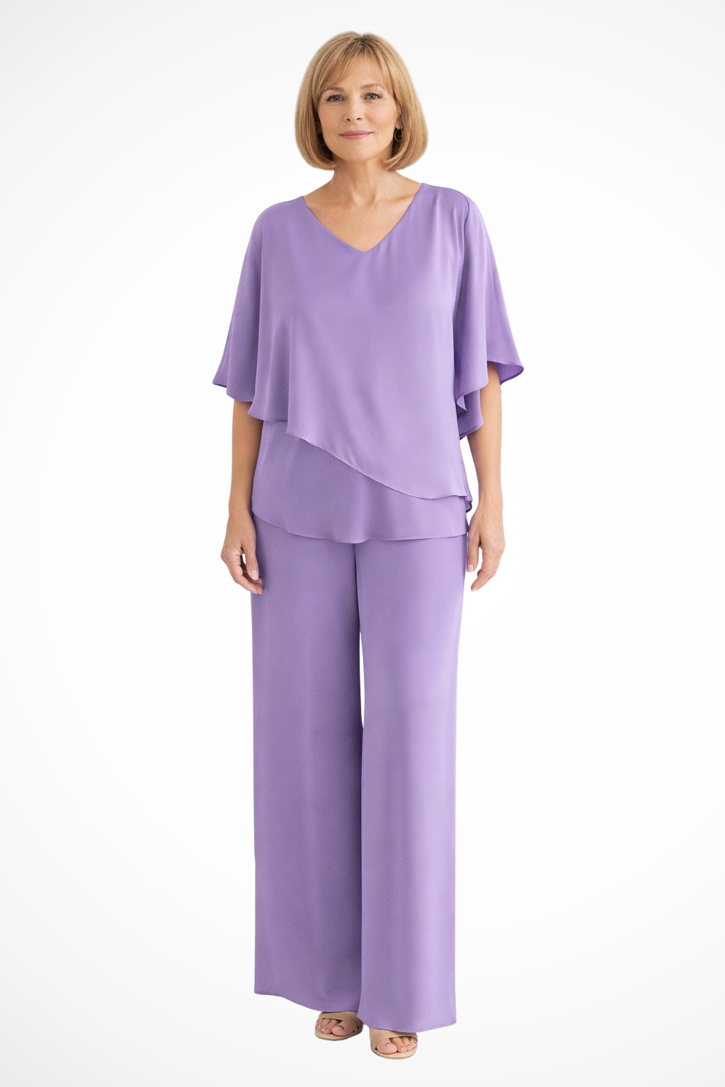 Serena | Women V Neck Batwing Sleeve Top and Wide Leg Trousers Two Piece Set