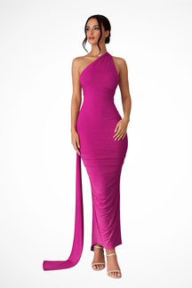 Eleanor | Women’s One Shoulder Ruched Maxi Summer Wedding Dress