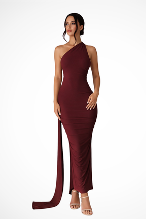 Eleanor | Women’s One Shoulder Ruched Maxi Summer Wedding Dress