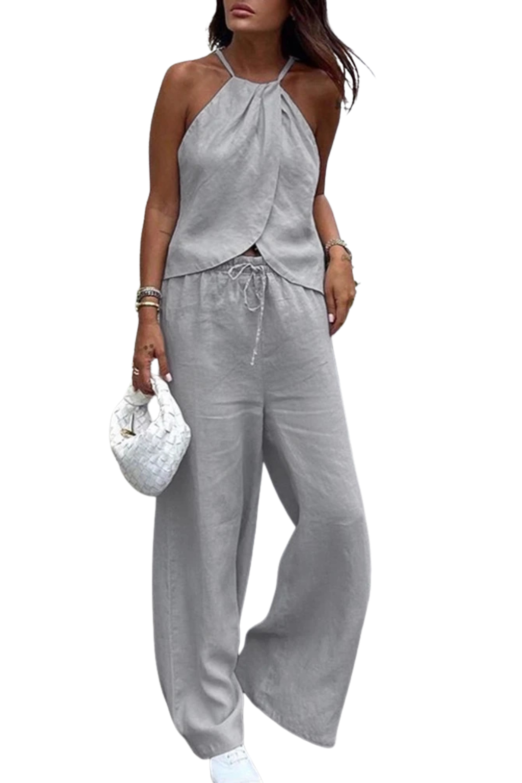 Amy | Women Halter Top and Wide Leg Trousers Summer Suit