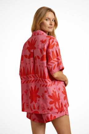 Nina | Women Printed Camp Collar Shirt and Shorts Set