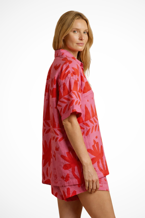 Nina | Women Printed Camp Collar Shirt and Shorts Set