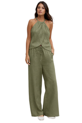 Amy | Women Halter Top and Wide Leg Trousers Summer Suit
