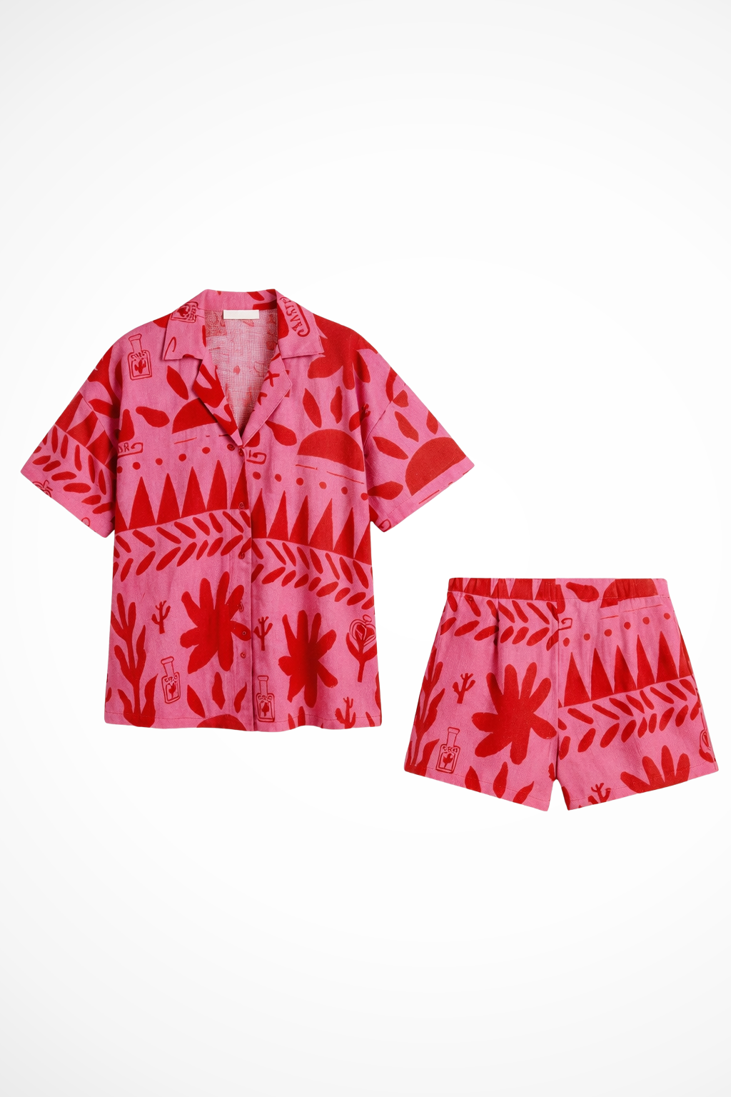 Nina | Women Printed Camp Collar Shirt and Shorts Set