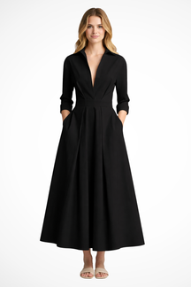Suzan | Women Collared Button Front Fitted Waist Midi Dress