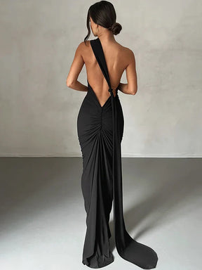 Eleanor | Women’s One Shoulder Ruched Maxi Summer Wedding Dress