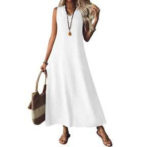 Edith | Women’s Sleeveless V Neck Maxi Summer Dress