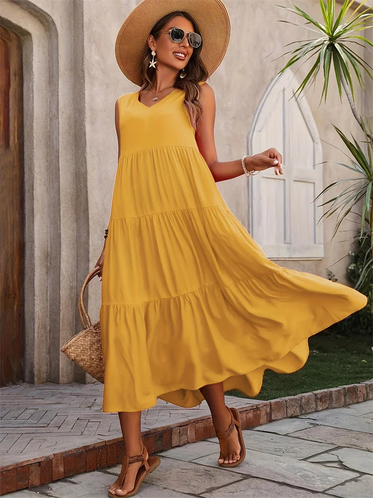 Florence | Women’s Sleeveless Tiered Maxi Summer Dress