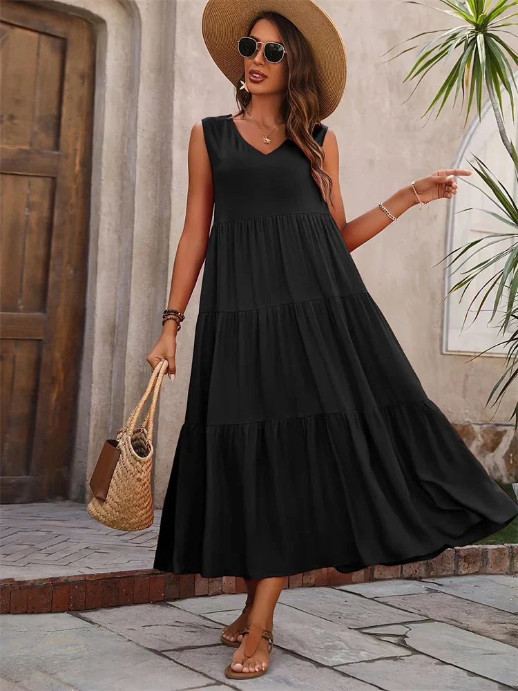 Florence | Women’s Sleeveless Tiered Maxi Summer Dress