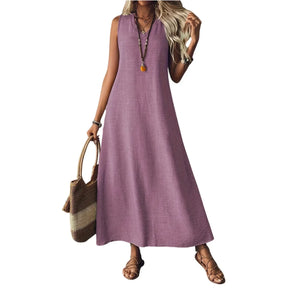 Edith | Women’s Sleeveless V Neck Maxi Summer Dress