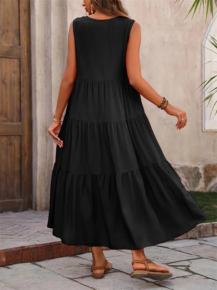Florence | Women’s Sleeveless Tiered Maxi Summer Dress
