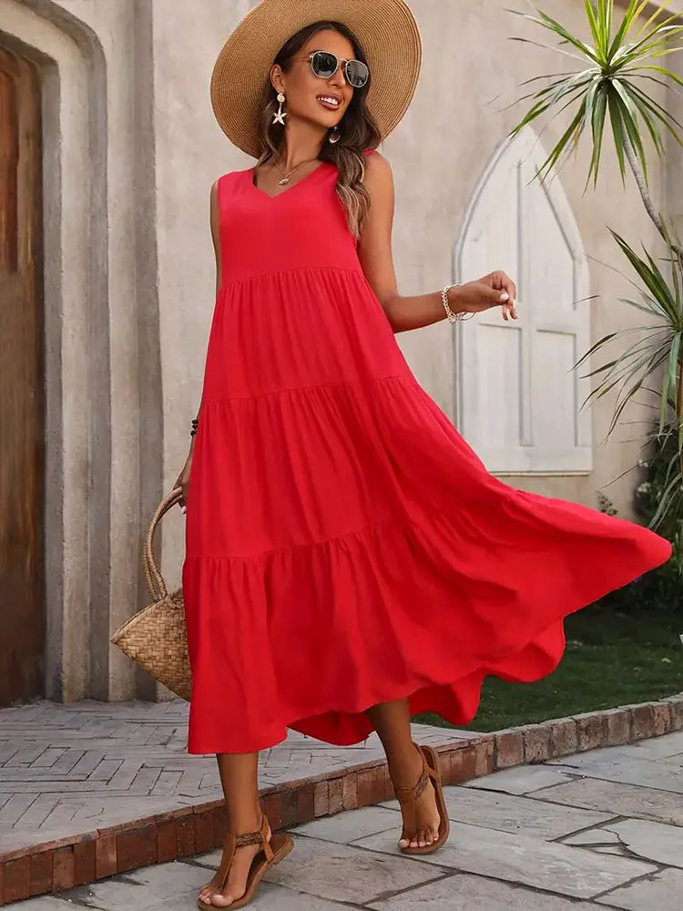 Florence | Women’s Sleeveless Tiered Maxi Summer Dress