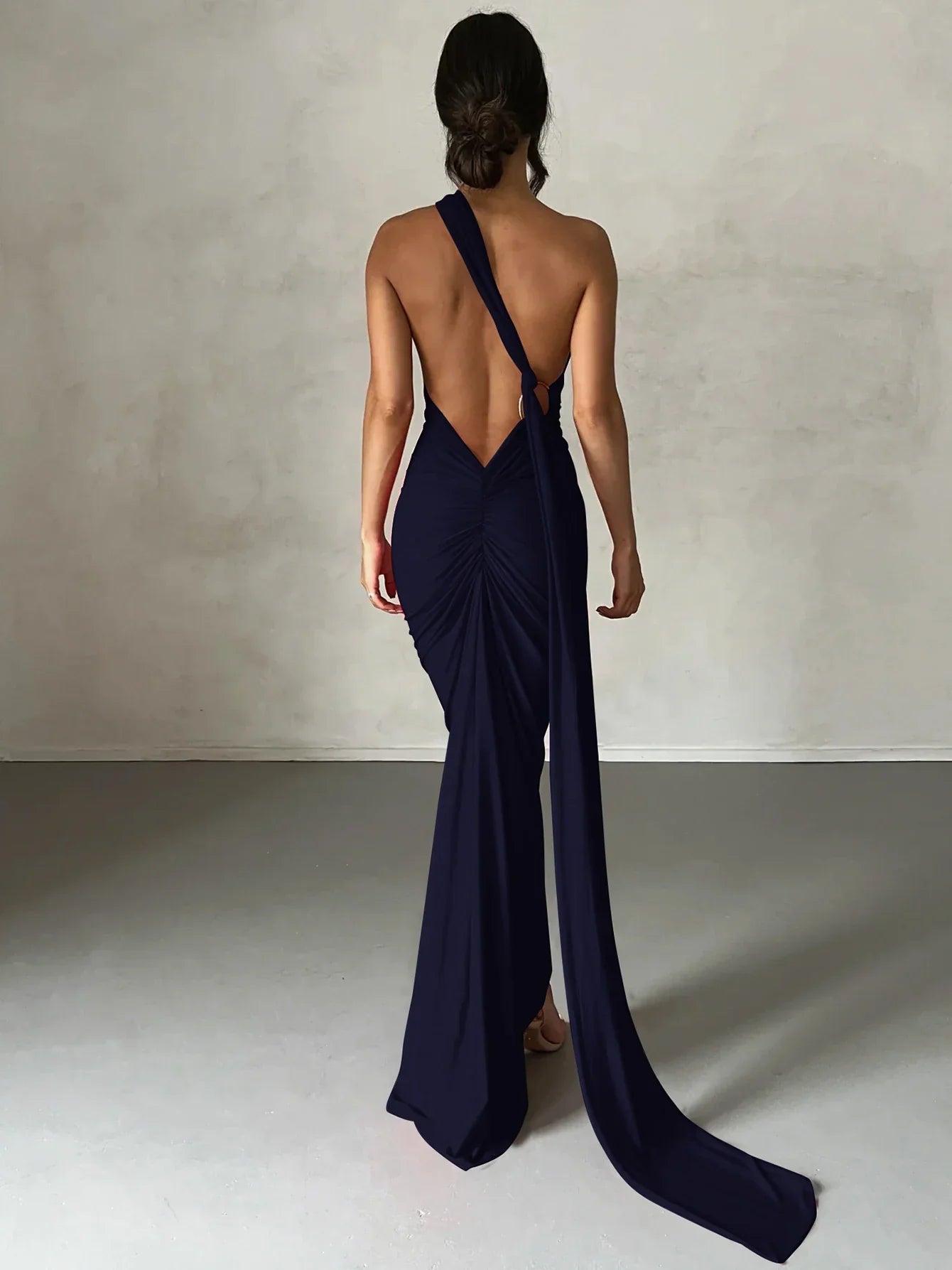 Eleanor | Women’s One Shoulder Ruched Maxi Summer Wedding Dress