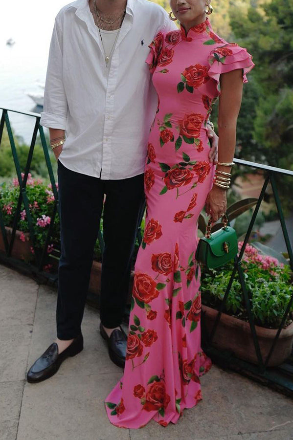 Meilin Rose Cheongsam Maxi Dress