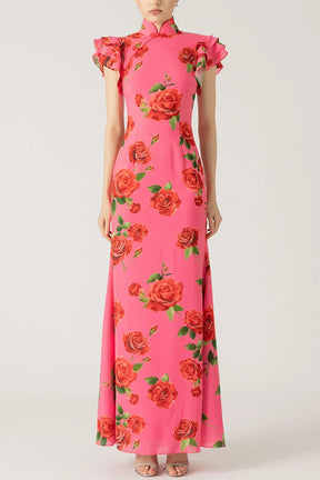 Meilin Rose Cheongsam Maxi Dress