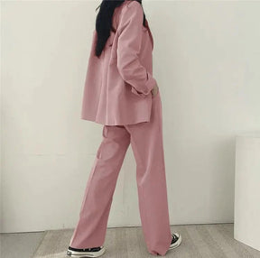 Women’s Tailored Blazer and Wide Leg Trouser Suit Set