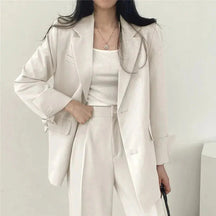 Women’s Tailored Blazer and Wide Leg Trouser Suit Set