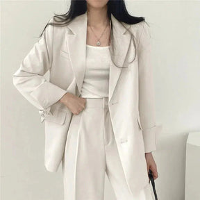 Women’s Tailored Blazer and Wide Leg Trouser Suit Set