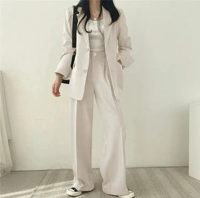 Women’s Tailored Blazer and Wide Leg Trouser Suit Set