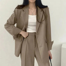 Women’s Tailored Blazer and Wide Leg Trouser Suit Set