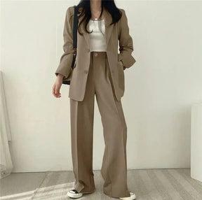 Women’s Tailored Blazer and Wide Leg Trouser Suit Set