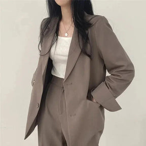Women’s Tailored Blazer and Wide Leg Trouser Suit Set