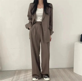 Women’s Tailored Blazer and Wide Leg Trouser Suit Set