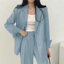 Women’s Tailored Blazer and Wide Leg Trouser Suit Set