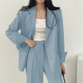 Women’s Tailored Blazer and Wide Leg Trouser Suit Set