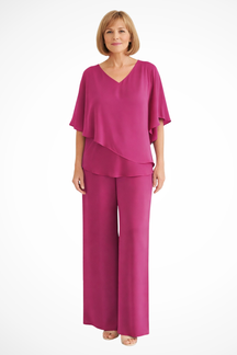 Serena | Women V Neck Batwing Sleeve Top and Wide Leg Trousers Two Piece Set